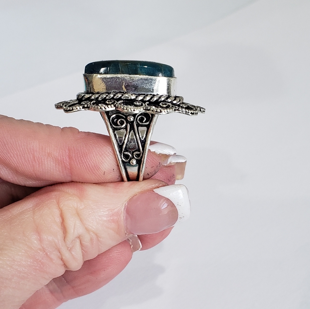 Apatite Gemstone, 925 Silver Ring - image 3